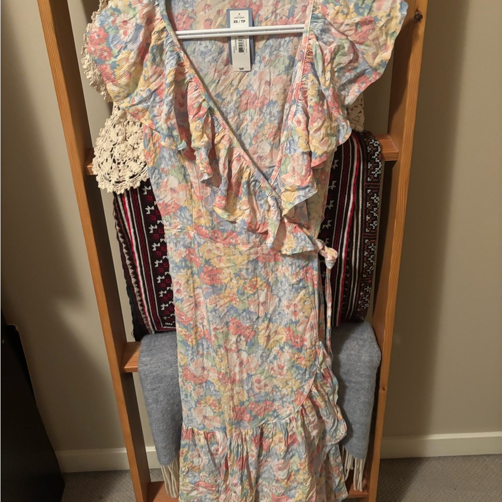 Floral Ruffle Wrap Dress